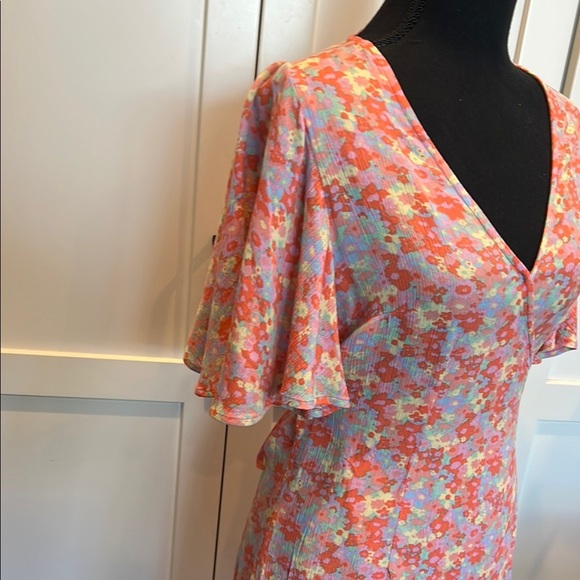 Billabong Floral Midi Wrap Dress - Pink and Blue - Picture 4 of 8